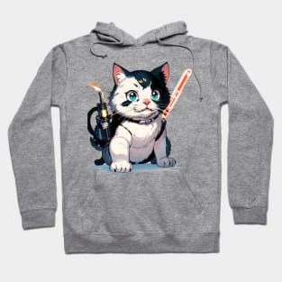 Star Cat Tshirt and Stickers Design Cute Cat Sci-Fi Characters Robot Carousel Hoodie